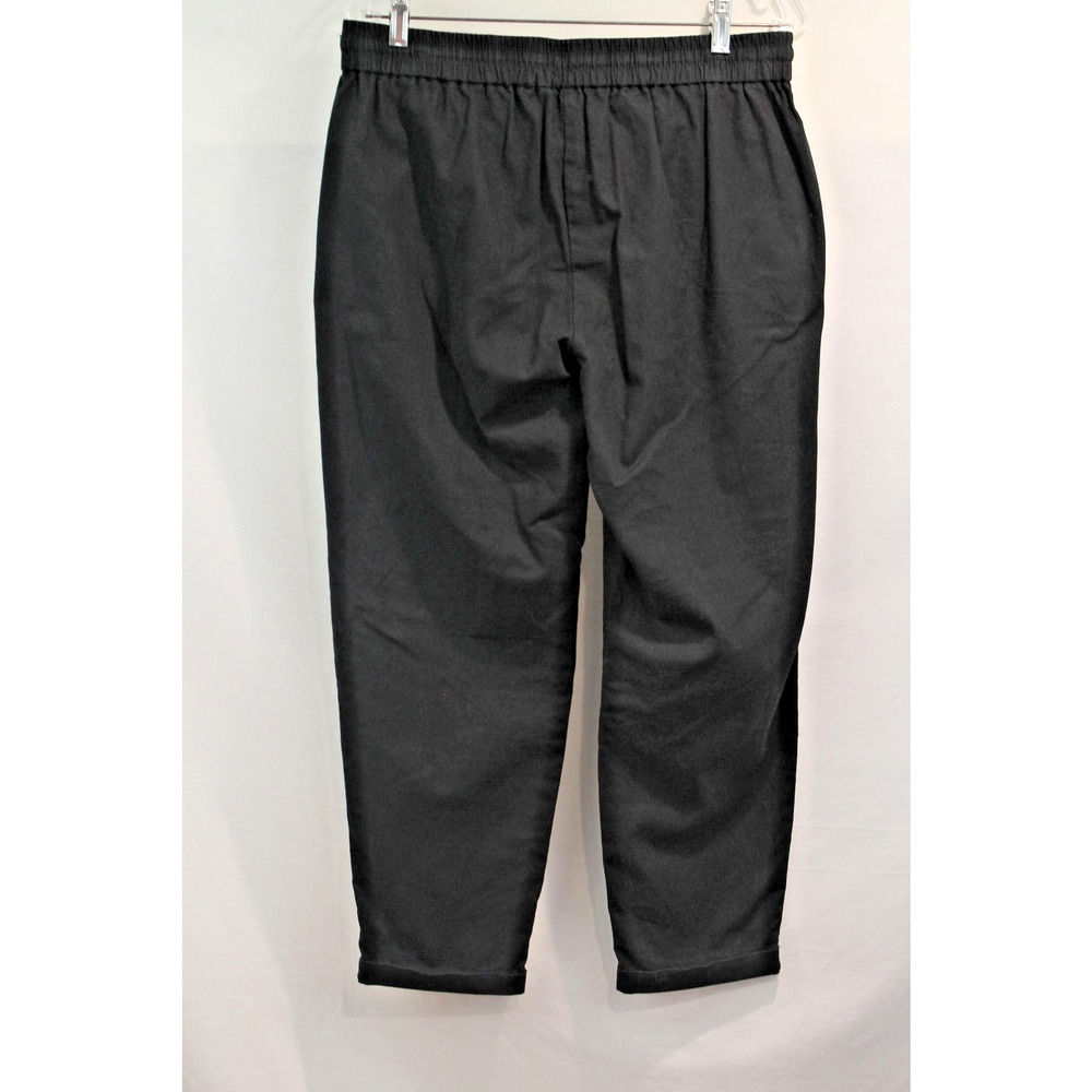 J Crew Linen Blend Pants Womens size 10 Black Drawstring Pockets Cropped Pull-on - Picture 5 of 12